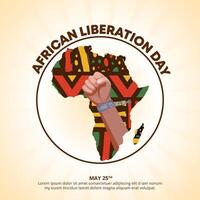 African Liberation Day design with African pattern in a map and a raised fist vector