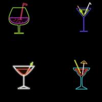 Cocktail neon icon. Bright illustration icon for mobile, web and menu design. Drink concept. neon drinks. vector