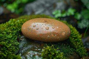 A rock with water droplets on it photo