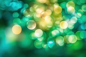 Abstract Bokeh Lights Green Yellow and Blue photo