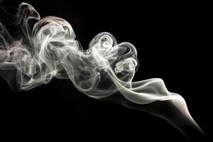 Abstract White Smoke on Black Background Flowing Swirl Texture for Design photo