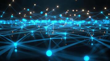 Network of Blue Glowing Lines and Spheres photo