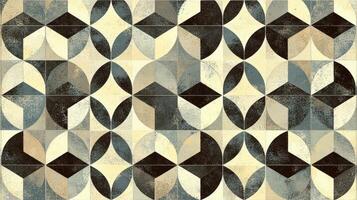 Geometric Pattern with Circles and Cubes in Neutral Colors photo