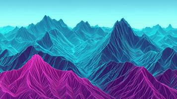 Mountain Range with Vivid Pink and Blue photo