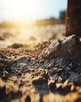 Rock and Sand at Sunset photo