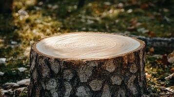 Tree Stump in a Grassy Field photo