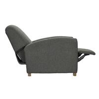 Isolated gray recliner side view with extended footrest on white background photo