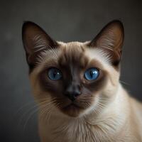 Face of an alert siamese cat photo