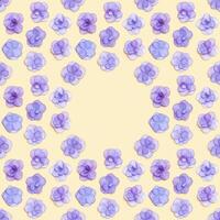 Minimal floral frame with small fresh Hydrangea violet flower, Very Peri color of year. Holiday layout with blooms for Mothers day, 8 March, Womens day. Top view, flat lay flowery fon photo