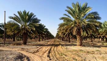 Rows of Palm Trees in a Desert Farm photo