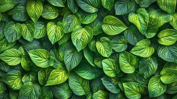 Lush Green Foliage Natural Background of Vibrant Hosta Leaves, A Shady Garden Dream. photo