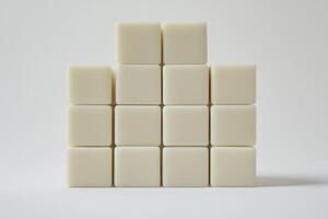 Stacked white cubes photo