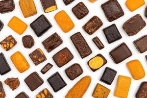 A variety of chocolate bars on a white background photo