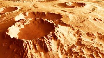 Mars landscape. Mars planet terrain. Landscape on planet Mars, scenic desert scene on the red planet. Mars exploration photo