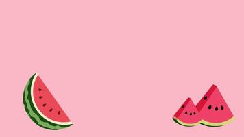 One big slice and a few small watermelon bits on pink make this scene clean, focused, and visually pop with fruity color video