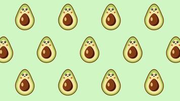 Perfectly spaced avocado icons in a grid pattern on a pale yellow canvas, providing a clean and uniform fruit-themed background video