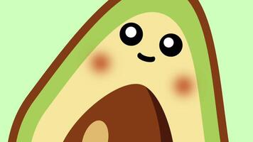 A cartoon avocado character with a smiling face brightens up the screen in this adorable and inviting design video