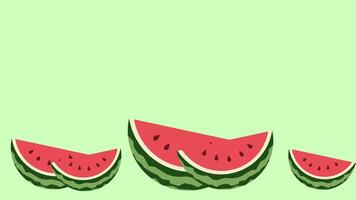Watermelon slices diagonally placed across the bottom edge of a pastel green canvas, bringing a playful and clean design vibe video