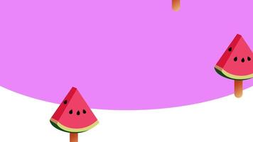 Cute watermelon characters playing on a pink background create a friendly and imaginative playground-like scene video