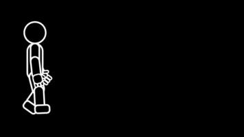 A simple stick figure in motion illustrates movement, direction, human activity, and the basic animation of walking forward video