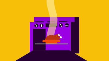 a forno cozinheiros uma prato com Aumentar aquecer, simbolizando cozimento, assar, e térmico cozinhando métodos usava dentro cozinhas em toda parte video