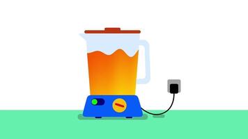 An animated blender working on a juicy smoothie brings the idea of fresh, homemade fruity blends to life video