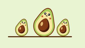 Three adorable avocado characters in a family-style lineup, adding charm and personality to a light green and beige scene video