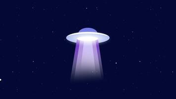 A UFO emits a beam of light downward, symbolizing alien phenomena, science fiction, and mysterious extraterrestrial activity video