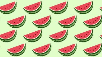 A pattern of repeating watermelon slices on a bright backdrop, capturing the refreshing essence of summer and fruity fun in every angle video
