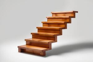 Wooden stairs isolated on white background. photo
