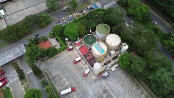 Drone Aerial View of Industrial Silos and Fluid Storage Tanks video
