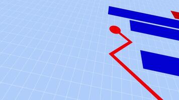 A red and blue bar chart with arrows pointing up video