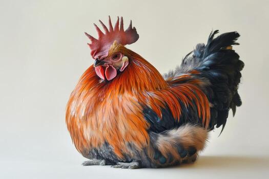 a rooster with a red and black head photo
