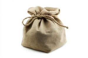 a small sack of jute on a white background photo