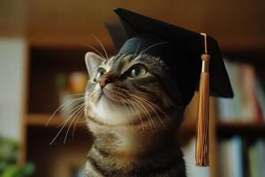a cat wearing a graduation cap photo