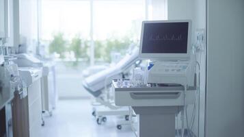 Ecmo machine displaying vital signs in modern hospital room photo