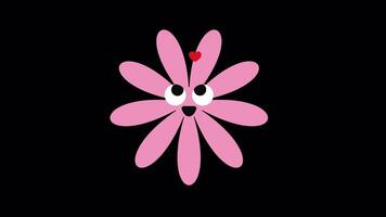 Happy pink flower with heart animation loop video