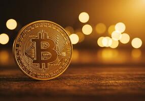 Bitcoin Held by Hand with Trading Chart in Background photo