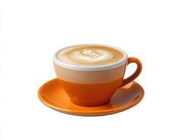 A coffee cup with a latte art on top photo