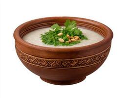 Kimchi in a bowl with parsley and nuts photo