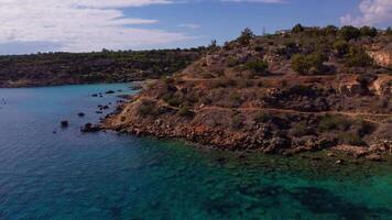 Turquoise Waters and Rocky Beaches in Ayia Napa from Above video