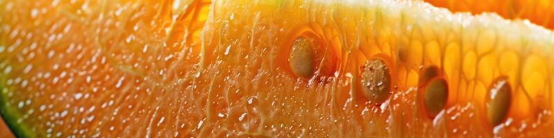 Melon Slice with Fresh Dew Drops Close-up photo