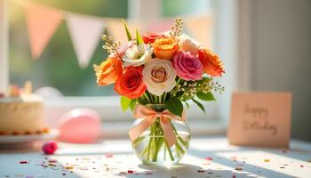 A Beautiful and Joyful Birthday Bouquet Full of Color and Warmth photo