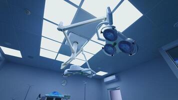 Modern lighting equipment in the intensive care unit. Lamps light up over the surgical table in the operating theatre. Medical equipment. video