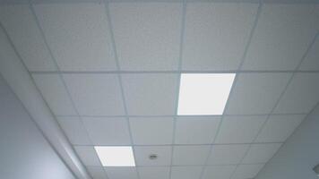 Corridor ceiling with light. Lamps on ceiling in hospital corridor. Bottom view. video