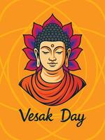 Illustration design of Buddha statue for Waisak greetings vector