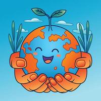 Earth character design earth day illustration vector