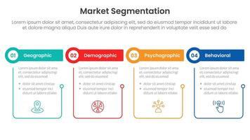 market segmentation framework analysis infographic 4 point stage template with outline table and circle header for slide presentation vector