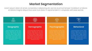 market segmentation framework analysis infographic 4 point stage template with rectangle table box with colorful style for slide presentation vector