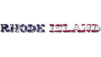 Rhode Island Text with USA Flag Waving Inside. Seamless Loop Animation on Transparent Background. video